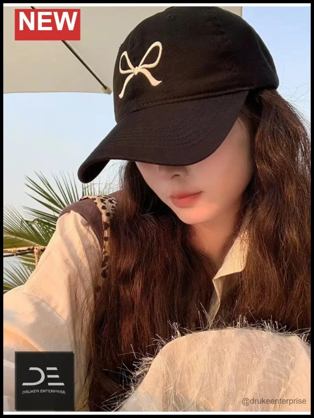 Trendy Bow-Tie Baseball Cap with Adjustable Tether for Outdoor Activities